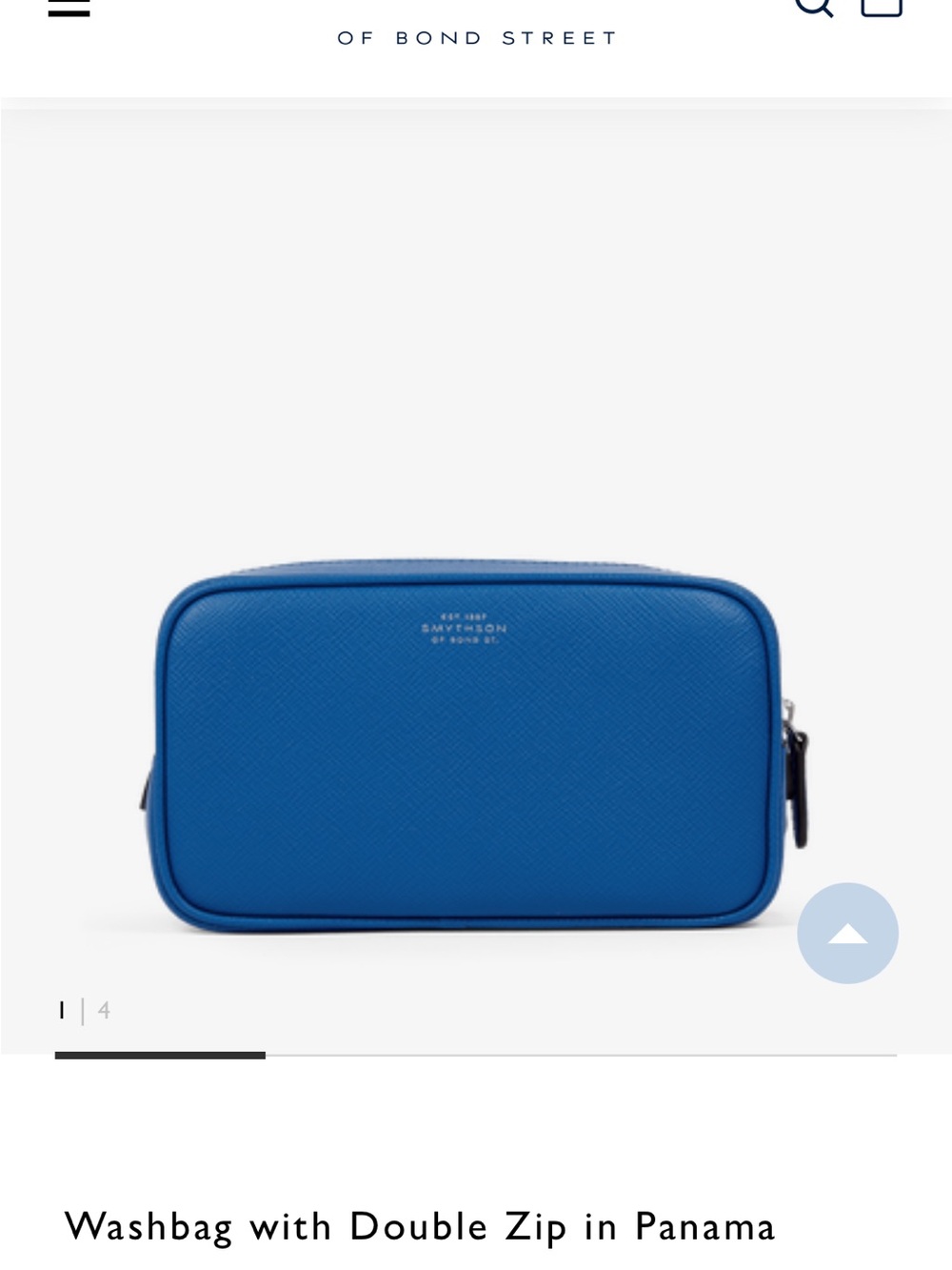 Smythson Royal Blue Saffiano Leather Toiletry Case